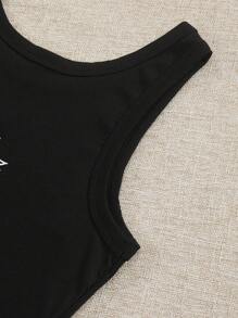 INAWLY 女士太阳与月亮简约刺绣装饰圆领短款吊带背心