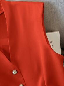 SHEIN Clasi Áo cánh hở trước không tay thanh lịch cho nữ - trái cam - Xem 5