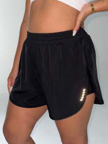 Easithlete Plus Size Women's Summer Elastic Waist 2 In 1 Sports Shorts Y2k