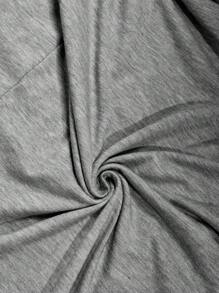 SHEIN LUNE Plus Size V-Neck Solid Color Turndown Collar Midi Casual Sundress, Spring - Grey - View 4