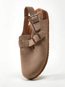 Solezae Zuecos con plantilla de corcho y punta redonda para mujer con correa ajustable con hebilla - Beis - Ver 4