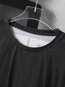 Set de 2 piezas de camiseta holgada y pantalones cortos con gráfico de retrato de moda para adolescentes, adecuado para uso casual diario y de calle, ropa urbana