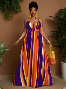 Maweii Váy dây chéo cỡ lớn, phong cách thường ngày và đi nghỉ - Nhiều màu - Xem 3