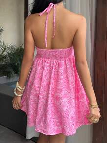 Sunnyshic Váy mini cổ chữ V sâu họa tiết Paisley - Nhiều màu - Xem 2