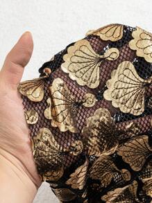 Swim Vcay Spring & Summer Fashionable Metallic Seashell Pattern 3 PiecesSexy Swimsuit Set, Beach Vacation