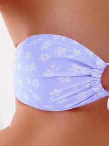 Swim Mod 女士碎花吊带性感比基尼套装，随机印花 - 彩色 - 查看 4