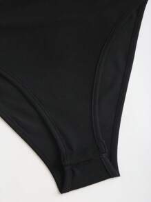 Sweetra 休闲金属装饰褶饰紧身衣，百搭春夏 - 黑色 - 查看 5