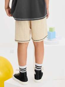 SHEIN Short avec taille élastique décontracté et simple, confortable pour garçon préadolescent - Nude - Voir 4
