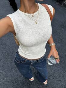 Siren Gaze New Summer Versatile Basic Texture Slim Vest For Women, Fashionable Street Wear, Going Out Tops