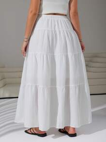 Solflare Falda larga blanca informal de talla grande, para primavera y otoño