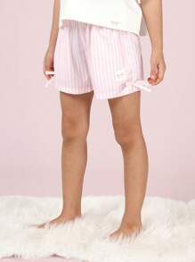 Conjunto de pijama de verano con mangas con volantes de SUMWON, con estampado de rayas, ropa de dormir cómoda, tela suave, atuendo para la hora de acostarse para uso casual y de vacaciones - Rosa - Ver 4