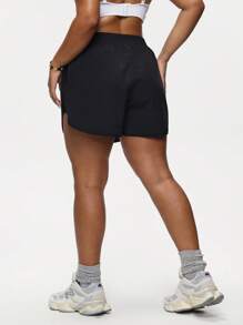 Easithlete Plus Size Women's Summer Elastic Waist 2 In 1 Sports Shorts Y2k
