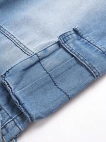 Manfinity Homme Men's Multi-Pocket Casual Loose Denim Shorts - Light Wash - View 6