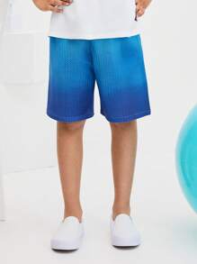 SHEIN Short taille basse pour garçon préado, style minimaliste et décontracté, couleur dégradée, confortable - Bleu azur - Voir 5