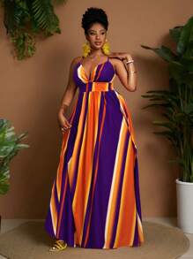 Maweii Váy dây chéo cỡ lớn, phong cách thường ngày và đi nghỉ - Nhiều màu - Xem 5