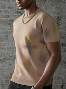 Manfinity ZONE917 Men's Casual Cross Print Round Neck Short Sleeve Knit Top, Summer Men T Shirts Casual - Multicolor - View 5