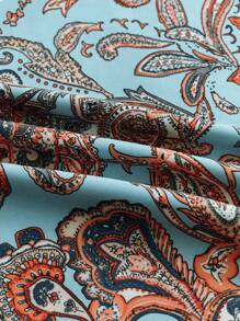 Écloséra 法式复古腰果花褶皱腰荷叶边下摆女士春夏度假阔腿裤