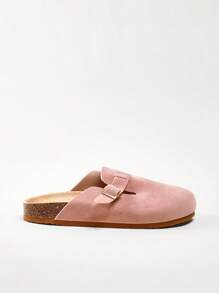 Solezae Women's Round Toe Cork Footbed Slide Clogs With Adjustable Buckle Strap Mother's Day Present For Christmas Valentine's Day - Dusty Pink - View 3