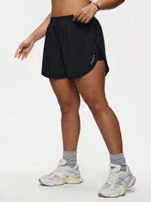 Easithlete Plus Size Women's Summer Elastic Waist 2 In 1 Sports Shorts Y2k