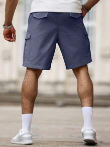 Manfinity Homme Plus Size Men's Cargo Style Casual Summer Shorts With Pockets - Dusty Blue - View 2