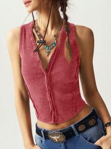 Bohemela 休闲纯色针织修身短款女式背心