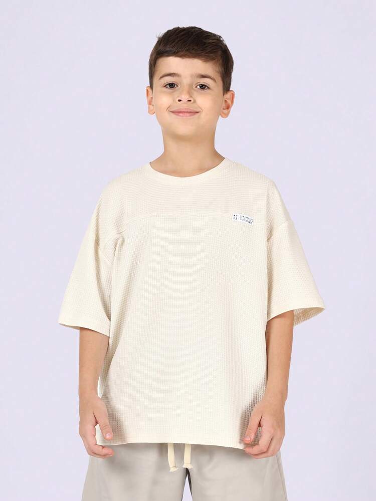 Oversized Waffle Knit Crew Neck T-Shirt