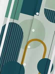 Manfinity RSRT Geometric Print Lapel Short Sleeve Shirt, Plus Size Men - Multicolor - View 5