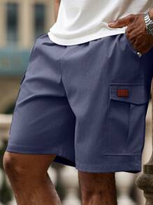 Manfinity Homme Plus Size Men's Cargo Style Casual Summer Shorts With Pockets - Dusty Blue - View 1