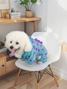 1 قطعة زي تنين زهري للكلاب الصغيرة، ملابس شتوية دافئة، إكسسوارات أزياء عصرية مريحة للكلاب - الأزرق - مشاهدة 7