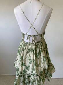INAWLY Vestido mini casual de mujer con tirantes finos y estampado todo sobre todo, para usar en resort - Multicolor - Ver 2