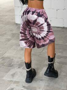 StreetHx Fashion Women's Tie Dye Print Elastic Waist Pocket Sport Shorts