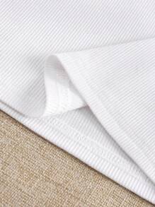 INAWLY 女式休闲罗纹针织圆领辣椒图案刺绣背心，夏季 - 白色 - 查看 5