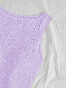 Elamini Váy mini viền bèo nhún màu mơ cho nữ - Màu tím hoa cà - Xem 4