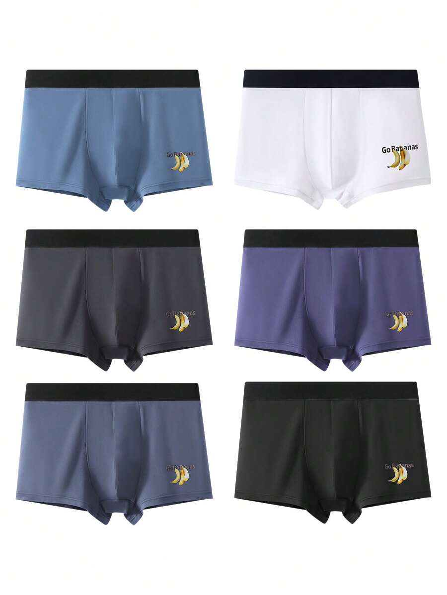 SHEIN 6pcs Men's Pattern Print Boxer Briefs Set