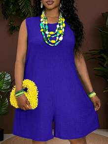 Slaydiva 大码 2025 新款狂欢/复活节女装、老钱风格女装、乡村音乐会装、外出装、仙女风、节日装、热带度假女装、女士夏季装、夏季女士纯色圆领短裤、女士短裤、高腰短裤、阔腿、宽松裤、飘逸裤、阔腿、连体裤、夏季女士连体裤、（无袖）女士紫色连体裤 蓝色连体裤 大码紫色连体裤 女士大码连体裤 大码连体裤/秋季女装/大码夏季装/七月四日/七月四日女装/Y2K/女士街头服饰/乡村/海滩/俱乐部/教师/亚麻/街头服饰/欧洲夏季/女士夏季服装/女士时尚服装/ - 藍色 - 查看 1