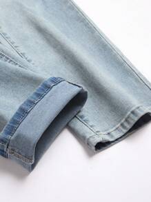 Manfinity Homme Men's Fashion Rhinestone Decor Pocket Casual Denim Jeans - Blue - View 7