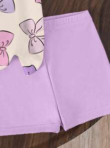 2pcs/Set Infant/Baby GirlAll-Match Casual Outfits, Versatile For Everyday Wear, Spring/Summer Summer Clothes For Toddler Toddler Clothes Summer Short Outfits For Toddlers - Purple - View 3