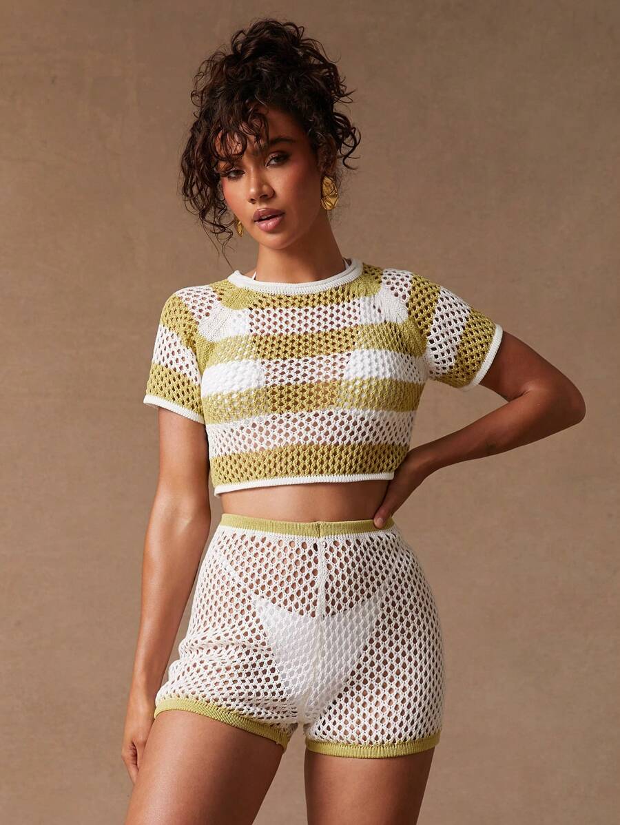 NYA SZN Ines Top Pool Knit Cotton Beach Summer Poolside Vacation Beach Casual Everyday Go Out Classy Chic Pastel For Women - trắng - Xem 1