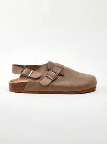 Solezae Zuecos con plantilla de corcho y punta redonda para mujer con correa ajustable con hebilla - Beis - Ver 3