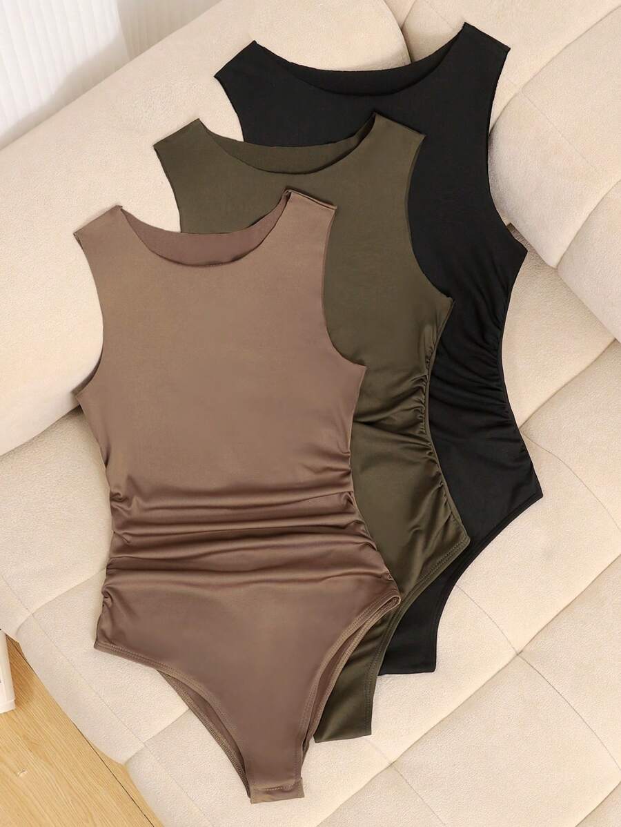 SHEIN 3件套青少年女孩休闲束腰无袖紧身衣 - 彩色 - 查看 1