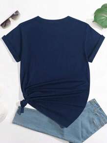 INAWLY Women's Summer Lobster Print Round Neck Short Sleeve Casual Regular T-Shirt - Blue - View 2