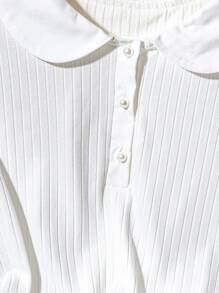 Franclia Fashionable And Casual Loose Lapel Half-Tube Pearl Button Short-Sleeved White Spring And Summer Women's T-Shirt