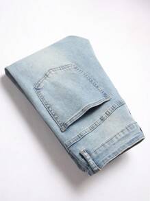 Manfinity Homme Men's Fashion Rhinestone Decor Pocket Casual Denim Jeans - Blue - View 6