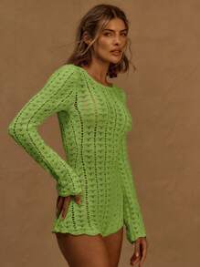 MUSERA Crochet Knit Fitted Playsuit Ibiza Outfit, Holiday, Spring, Summer, Vacation, Beach, Boho, Western Festival Holiday Outfits Summer Outfits Cowgirl Outfit