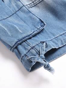 Manfinity Homme Men's Multi-Pocket Casual Loose Denim Shorts - Light Wash - View 4