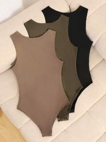 SHEIN 3件套青少年女孩休闲束腰无袖紧身衣 - 彩色 - 查看 2