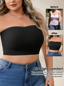 SHEIN 3 Stücke Frauen Große Größen Komfort nahtloser BH Set ohne Bügel