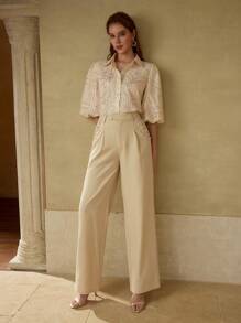 MOTF PREMIUM CONTRAST SEQUIN EMBROIDERY SHIRT - Pink - View 4