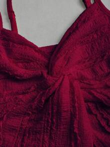 Sweetra Set de 2 piezas con top de tirantes con volantes y falda mini con bajo plisado en A, elegante moda para mujer, primavera/verano