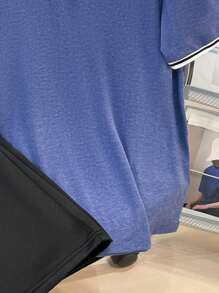 SHEIN 2件套青少年男童休闲舒适撞色 Polo 衫和短裤套装